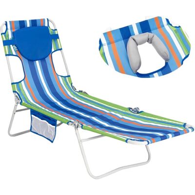Inny producent Składany Leżak Plażowy Ogrodowy Regulowany z Zagłówkiem Kolorowy 187 cm Inny producent Składany Leżak Plażowy Ogrodowy Regulowany z Zagłówkiem Kolorowy 187 cm