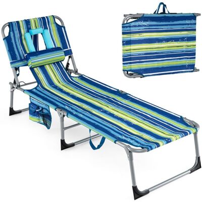 COSTWAY Składany leżak plażowy z otworami na głowę i ramiona Leżak do opalania COSTWAY Składany leżak plażowy z otworami na głowę i ramiona Leżak do opalania