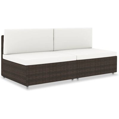 vidaXL Sofa modułowa 2-osobowa, rattan PE, brązowa vidaXL Sofa modułowa 2-osobowa, rattan PE, brązowa