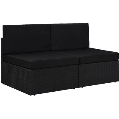 vidaXL Sofa modułowa 2-osobowa, rattan PE, czarna vidaXL Sofa modułowa 2-osobowa, rattan PE, czarna