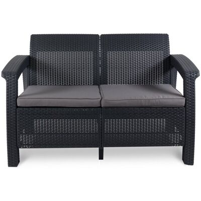 Curver Sofa ogrodowa Corfu Love Seat, grafitowo-szara, 128x70x79 cm Curver Sofa ogrodowa Corfu Love Seat, grafitowo-szara, 128x70x79 cm