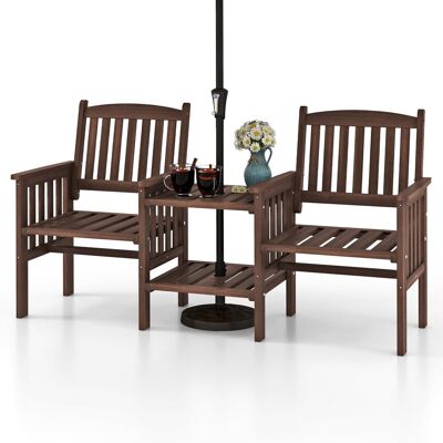 COSTWAY Sofa ogrodowa z 2-poziomowym stolikiem bocznym Mebel ogrodowy COSTWAY Sofa ogrodowa z 2-poziomowym stolikiem bocznym Mebel ogrodowy