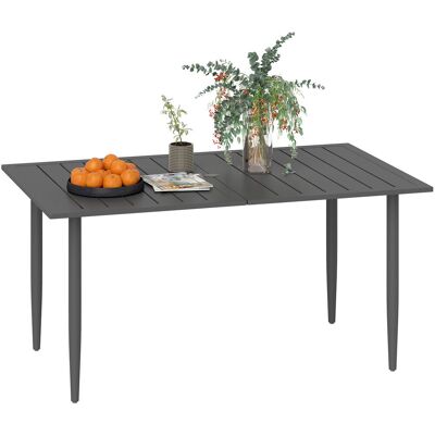 Stół ogrodowy Outsunny 150x90 cm, odporny na warunki atmosferyczne stalowy stół balkonowy, stół balkonowy z otworem na parasol, konstrukcja z listew.. Stół ogrodowy Outsunny 150x90 cm, odporny na warunki atmosferyczne stalowy stół balkonowy, stół balkonowy z otworem na parasol, konstrukcja z listew..