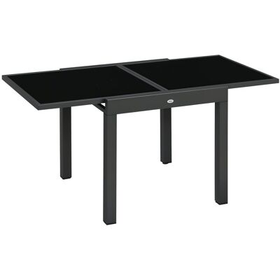 Stół ogrodowy Outsunny, stół jadalny do ogrodu ze składanym blatem, stół balkonowy, stół tarasowy ze szklanym blatem, czarny, 160 x 80 x 75 cm Stół ogrodowy Outsunny, stół jadalny do ogrodu ze składanym blatem, stół balkonowy, stół tarasowy ze szklanym blatem, czarny, 160 x 80 x 75 cm
