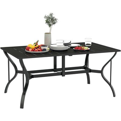 Stół ogrodowy Outsunny ze stali 150x90 cm, odporny na warunki atmosferyczne, balkonowy, z otworem na parasol, bufetowy z listewkami, stół kempingowy.. Stół ogrodowy Outsunny ze stali 150x90 cm, odporny na warunki atmosferyczne, balkonowy, z otworem na parasol, bufetowy z listewkami, stół kempingowy..
