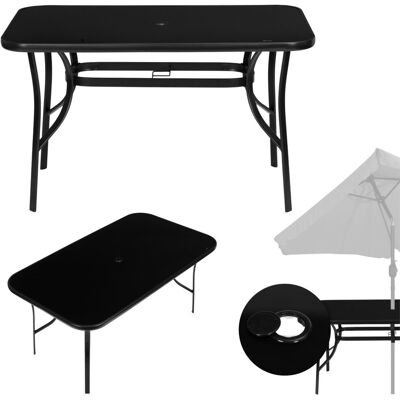 Multistore Stół Ogrodowy Szklany 120x70 Cm Czarny Blat Otwór Na Parasol Multistore Stół Ogrodowy Szklany 120x70 Cm Czarny Blat Otwór Na Parasol