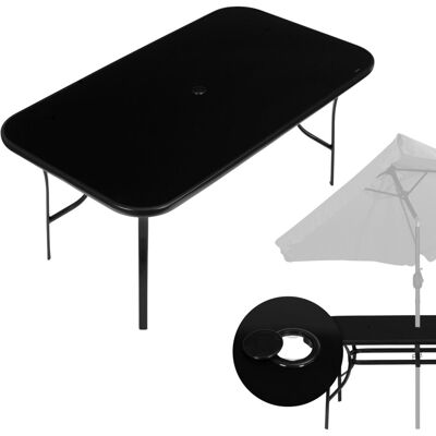 Multistore Stół Ogrodowy Szklany 140x80 Cm Czarny Blat Otwór Na Parasol Multistore Stół Ogrodowy Szklany 140x80 Cm Czarny Blat Otwór Na Parasol