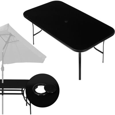 Multistore Stół Ogrodowy Szklany 160x90 Cm Czarny Blat Otwór Na Parasol Multistore Stół Ogrodowy Szklany 160x90 Cm Czarny Blat Otwór Na Parasol