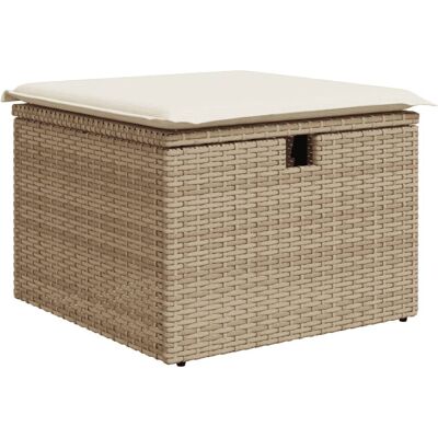 VMP Stołek ogrodowy z poduszką, beżowy, 55x55x37 cm, polirattan VMP Stołek ogrodowy z poduszką, beżowy, 55x55x37 cm, polirattan
