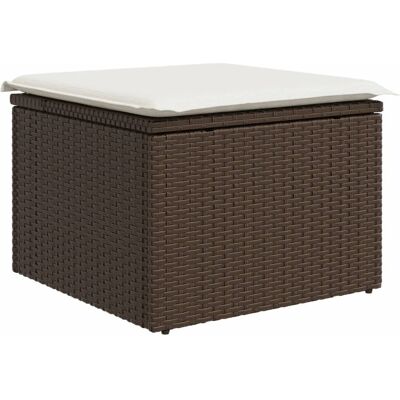 VMP Stołek ogrodowy z poduszką, brązowy, 55x55x37 cm, polirattan VMP Stołek ogrodowy z poduszką, brązowy, 55x55x37 cm, polirattan