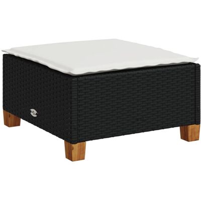 VMP Stołek ogrodowy z poduszką, czarny, 63,5x56x32 cm, rattan PE VMP Stołek ogrodowy z poduszką, czarny, 63,5x56x32 cm, rattan PE