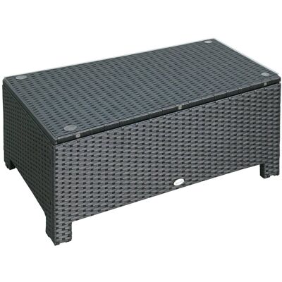No Brand Stolik Kawowy Ogrodowy Szkło Hartowane 5mm Rattan 85x50x39cm 50kg Czarny No Brand Stolik Kawowy Ogrodowy Szkło Hartowane 5mm Rattan 85x50x39cm 50kg Czarny