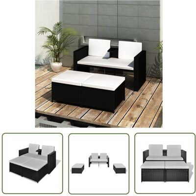 The Living Store 4-cz. zestaw wypoczynkowy do ogrodu - poduszki - rattan PE czarny - Sofa Ogrodowa I Stół The Living Store 4-cz. zestaw wypoczynkowy do ogrodu - poduszki - rattan PE czarny - Sofa Ogrodowa I Stół