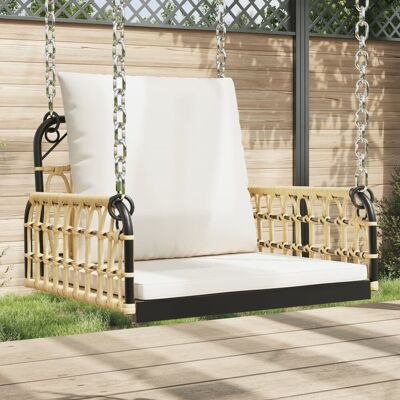 The Living Store Huśtawka z poduszkami - 63x58x39 cm - polirattan i stal - Huśtawka The Living Store Huśtawka z poduszkami - 63x58x39 cm - polirattan i stal - Huśtawka