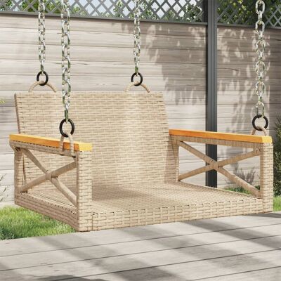 The Living Store Ławka bujana - beżowa - 63x62x40 cm - polirattan - Huśtawka Ogrodowa The Living Store Ławka bujana - beżowa - 63x62x40 cm - polirattan - Huśtawka Ogrodowa