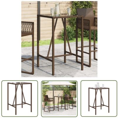 The Living Store Ogrodowy Stolik Barowy - Brązowy - 70x70x110 Cm - Polirattan - Stół Barowy The Living Store Ogrodowy Stolik Barowy - Brązowy - 70x70x110 Cm - Polirattan - Stół Barowy