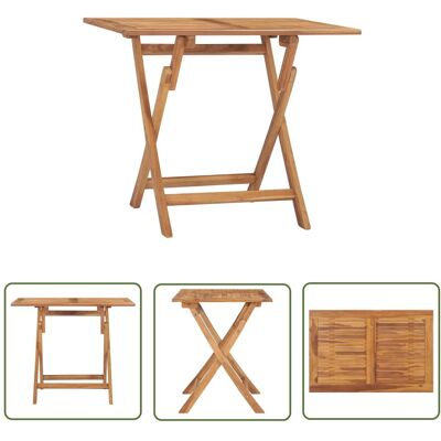 The Living Store Składany stół ogrodowy - 90x60x75 cm - lite drewno tekowe - Stół The Living Store Składany stół ogrodowy - 90x60x75 cm - lite drewno tekowe - Stół