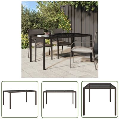 The Living Store Stół ogrodowy - 150x90x75 cm - szkło i rattan PE - brązowy - Stół The Living Store Stół ogrodowy - 150x90x75 cm - szkło i rattan PE - brązowy - Stół