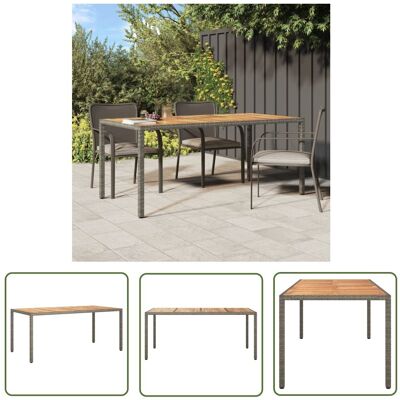 The Living Store Stół ogrodowy - 190x90x75 cm - rattan PE i drewno akacjowe - szary - Stół The Living Store Stół ogrodowy - 190x90x75 cm - rattan PE i drewno akacjowe - szary - Stół