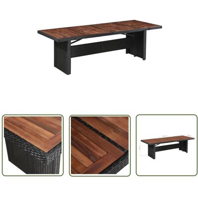 The Living Store Stół ogrodowy - 240x90x74 cm - rattan PE i lite drewno akacjowe - Stół Ogrodowy The Living Store Stół ogrodowy - 240x90x74 cm - rattan PE i lite drewno akacjowe - Stół Ogrodowy