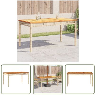 The Living Store Stół ogrodowy - beżowy - 140x80x75 cm - polirattan i akacja - Stół Ogrodowy The Living Store Stół ogrodowy - beżowy - 140x80x75 cm - polirattan i akacja - Stół Ogrodowy