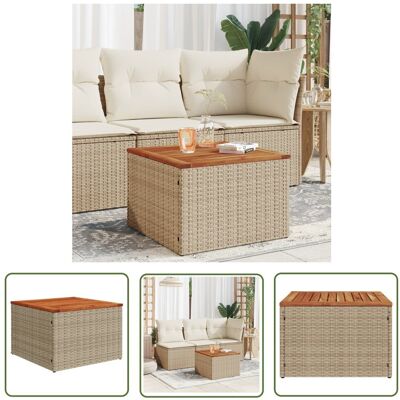 The Living Store Stół ogrodowy - beżowy 55x55x37 cm - rattan PE i drewno akacjowe - Stół Ogrodowy The Living Store Stół ogrodowy - beżowy 55x55x37 cm - rattan PE i drewno akacjowe - Stół Ogrodowy
