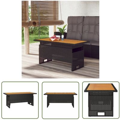 The Living Store Stół ogrodowy - czarny - 100x50x43/63 cm - akacja i polirattan - Stół Ogrodowy The Living Store Stół ogrodowy - czarny - 100x50x43/63 cm - akacja i polirattan - Stół Ogrodowy