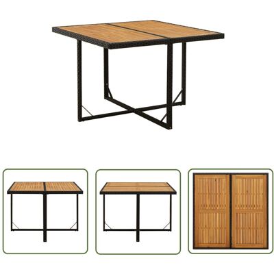 The Living Store Stół ogrodowy - czarny - 109x107x74 cm - rattan PE i akacja - Stół The Living Store Stół ogrodowy - czarny - 109x107x74 cm - rattan PE i akacja - Stół