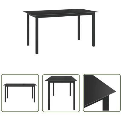 The Living Store Stół ogrodowy - czarny - 150x90x74 cm - aluminium i szkło - Stół The Living Store Stół ogrodowy - czarny - 150x90x74 cm - aluminium i szkło - Stół