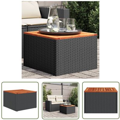 The Living Store Stół ogrodowy - czarny - 55x55x37 cm - rattan PE i drewno akacjowe - Stół Ogrodowy The Living Store Stół ogrodowy - czarny - 55x55x37 cm - rattan PE i drewno akacjowe - Stół Ogrodowy