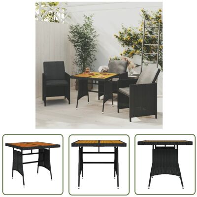 The Living Store Stół ogrodowy - czarny - 70x70x72 cm - rattan PE i drewno akacjowe - Stół Ogrodowy The Living Store Stół ogrodowy - czarny - 70x70x72 cm - rattan PE i drewno akacjowe - Stół Ogrodowy