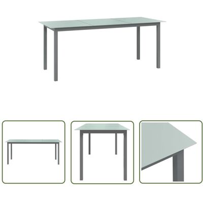 The Living Store Stół ogrodowy - jasnoszary - 190x90x74 cm - aluminium i szkło - Stół The Living Store Stół ogrodowy - jasnoszary - 190x90x74 cm - aluminium i szkło - Stół