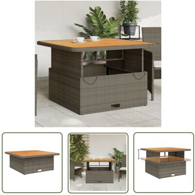 The Living Store Stół ogrodowy - szary - 110x110x71 cm - polirattan i akacja - Stół Ogrodowy The Living Store Stół ogrodowy - szary - 110x110x71 cm - polirattan i akacja - Stół Ogrodowy