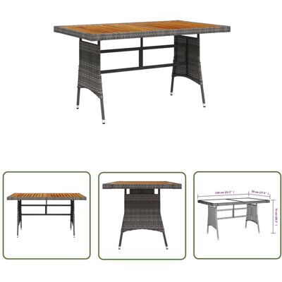 The Living Store Stół ogrodowy - szary - 130x70x72 cm - rattan PE i drewno akacjowe - Stół Ogrodowy The Living Store Stół ogrodowy - szary - 130x70x72 cm - rattan PE i drewno akacjowe - Stół Ogrodowy