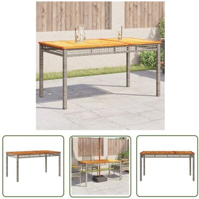 The Living Store Stół ogrodowy - szary - 140x80x75 cm - polirattan i akacja - Stół Ogrodowy The Living Store Stół ogrodowy - szary - 140x80x75 cm - polirattan i akacja - Stół Ogrodowy