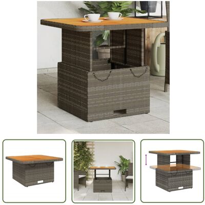 The Living Store Stół ogrodowy - szary - 80x80x71 cm - polirattan i drewno akacjowe - Stół Ogrodowy The Living Store Stół ogrodowy - szary - 80x80x71 cm - polirattan i drewno akacjowe - Stół Ogrodowy