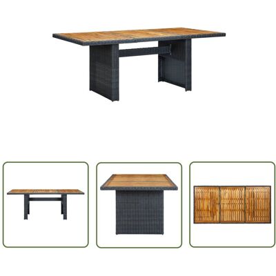 The Living Store Stół ogrodowy - szary rattan PE i lite drewno akacjowe - Stół Ogrodowy The Living Store Stół ogrodowy - szary rattan PE i lite drewno akacjowe - Stół Ogrodowy