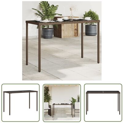 The Living Store Stół ogrodowy ze szklanym blatem - brąz - 115x54x74 cm - rattan PE - Stół Ogrodowy The Living Store Stół ogrodowy ze szklanym blatem - brąz - 115x54x74 cm - rattan PE - Stół Ogrodowy