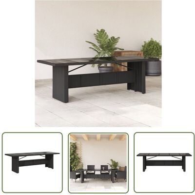 The Living Store Stół ogrodowy ze szklanym blatem - czarny - 240x90x75cm rattan PE - Stół Ogrodowy The Living Store Stół ogrodowy ze szklanym blatem - czarny - 240x90x75cm rattan PE - Stół Ogrodowy