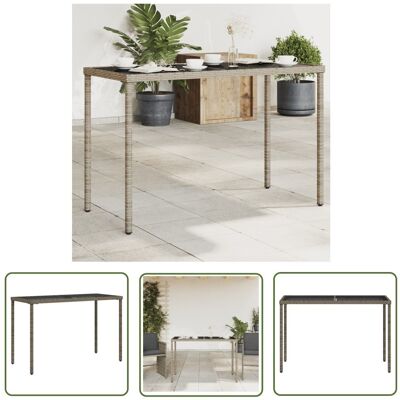 The Living Store Stół ogrodowy ze szklanym blatem - szary - 115x54x74cm - rattan PE - Stół Ogrodowy The Living Store Stół ogrodowy ze szklanym blatem - szary - 115x54x74cm - rattan PE - Stół Ogrodowy