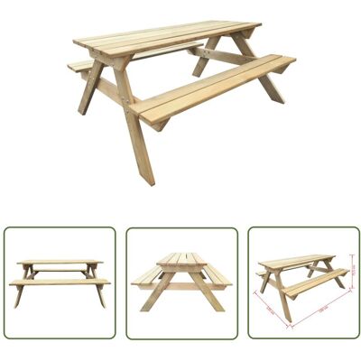 The Living Store Stół piknikowy - 150 x 135 x 71 -5 cm - drewno - Stół The Living Store Stół piknikowy - 150 x 135 x 71 -5 cm - drewno - Stół