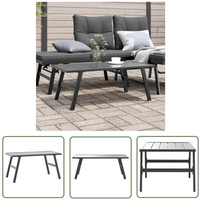 The Living Store Stolik kawowy do ogrodu - czarny - 90x45x35 cm - malowana stal - Ogrodowy Stolik Kawowy The Living Store Stolik kawowy do ogrodu - czarny - 90x45x35 cm - malowana stal - Ogrodowy Stolik Kawowy