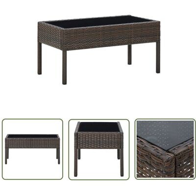 The Living Store Stolik ogrodowy - brązowy - 75x40x37 cm - rattan PE - Stolik The Living Store Stolik ogrodowy - brązowy - 75x40x37 cm - rattan PE - Stolik
