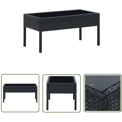 The Living Store Stolik ogrodowy - czarny - 75x40x37 cm - rattan PE - Stolik The Living Store Stolik ogrodowy - czarny - 75x40x37 cm - rattan PE - Stolik