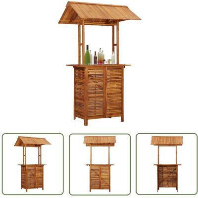 The Living Store Stolik ogrodowy z daszkiem - 113x106x217 cm - drewno akacjowe - Stół Barowy The Living Store Stolik ogrodowy z daszkiem - 113x106x217 cm - drewno akacjowe - Stół Barowy