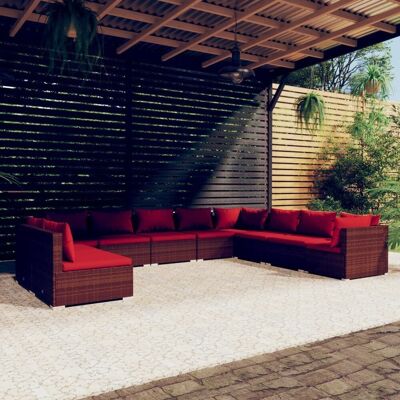 vidaXL 10-Cz. Ogrodowy Zestaw Wypoczynkowy, Poduszki, Rattan Pe, Brąz! vidaXL 10-Cz. Ogrodowy Zestaw Wypoczynkowy, Poduszki, Rattan Pe, Brąz!