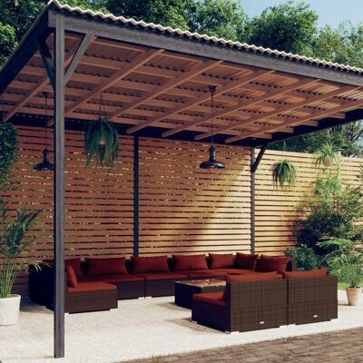 vidaXL 10-cz. zestaw wypoczynkowy do ogrodu, poduszki, rattan PE, brąz! vidaXL 10-cz. zestaw wypoczynkowy do ogrodu, poduszki, rattan PE, brąz!