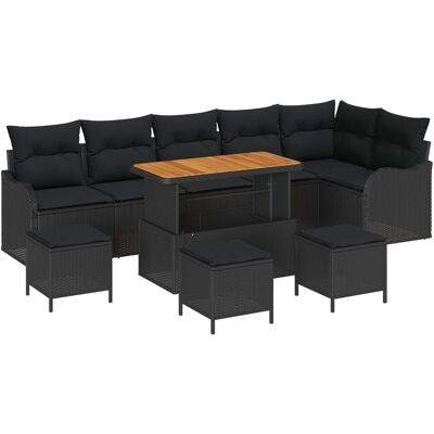 vidaXL 10-Częściowy Zestaw Sof Ogrodowych z Poduszkami Czarny Polirattan Akacja, vidaXL Sofa Ogrodowa 2-osobowa ze schowkiem i poduszkami Czarny Pol.. vidaXL 10-Częściowy Zestaw Sof Ogrodowych z Poduszkami Czarny Polirattan Akacja, vidaXL Sofa Ogrodowa 2-osobowa ze schowkiem i poduszkami Czarny Pol..