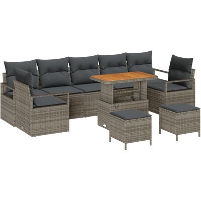 vidaXL 10-częściowy zestaw sofy ogrodowej z poduszkami szary rattan akacja, vidaXL 2-osobowa sofa ogrodowa z poduszkami szara rattan, vidaXL 3-częśc.. vidaXL 10-częściowy zestaw sofy ogrodowej z poduszkami szary rattan akacja, vidaXL 2-osobowa sofa ogrodowa z poduszkami szara rattan, vidaXL 3-częśc..