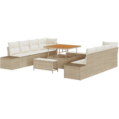 vidaXL 11-częściowy zestaw sof ogrodowych z poduszkami beżowy rattan akacjowy vidaXL 11-częściowy zestaw sof ogrodowych z poduszkami beżowy rattan akacjowy